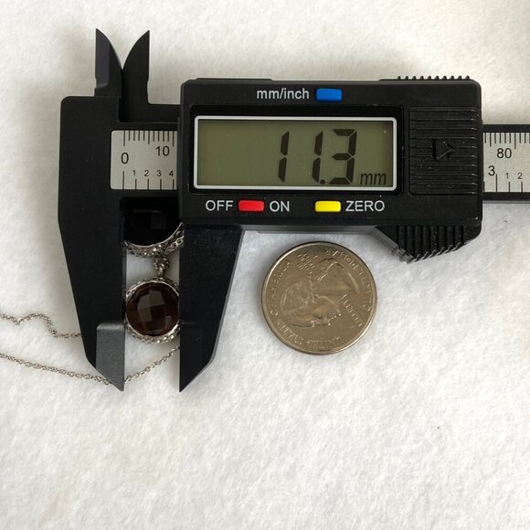 Sterling Silver SGL 925 India Faceted Round Smoky Quartz Pendant Necklace 18" - Picture 13 of 16